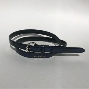 Navy Miu Miu patent leather belt